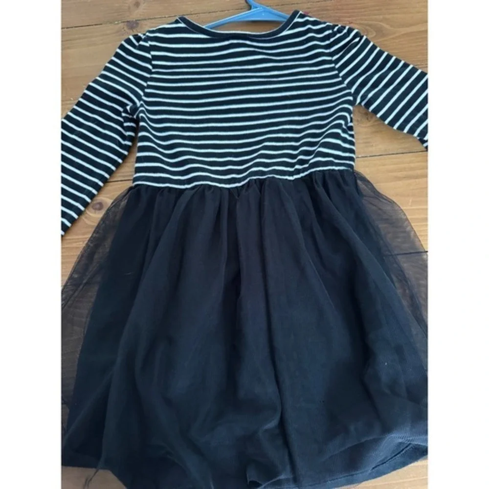Kids Black White Stripe BOO Ghost Tulle Skirt Halloween Dress Size S/P‎ 6X